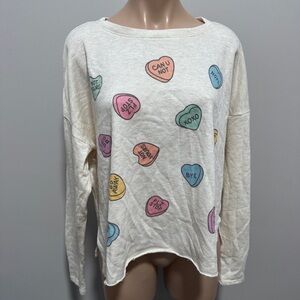 Phil Love Conversation Heart Valentine’s Day Sweatshirt Top Large